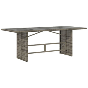 Gartentisch Grau mit Glasplatte 190x80 cm