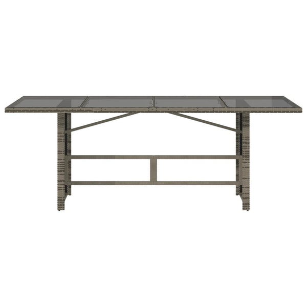 Gartentisch Grau mit Glasplatte 190x80 cm