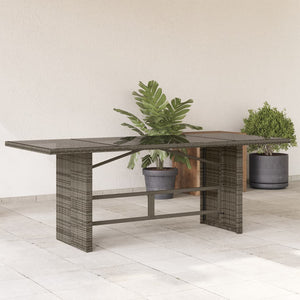 Gartentisch Grau mit Glasplatte 190x80 cm