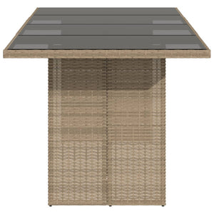 Beiger Gartentisch mit Glasplatte, 190 cm