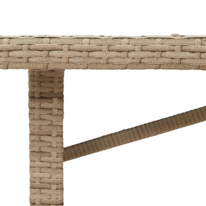 Beiger Gartentisch mit Glasplatte, 190 cm