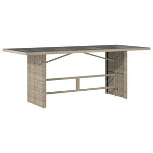 Gartentisch Hellgrau Poly Rattan mit Glasplatte 190 cm