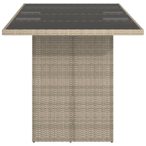 Gartentisch Hellgrau Poly Rattan mit Glasplatte 190 cm