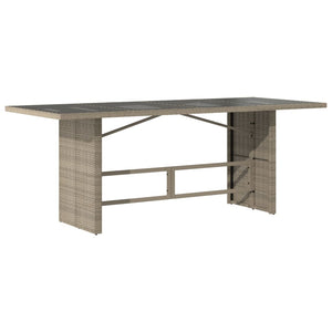 Gartentisch Hellgrau Poly Rattan mit Glasplatte 190 cm