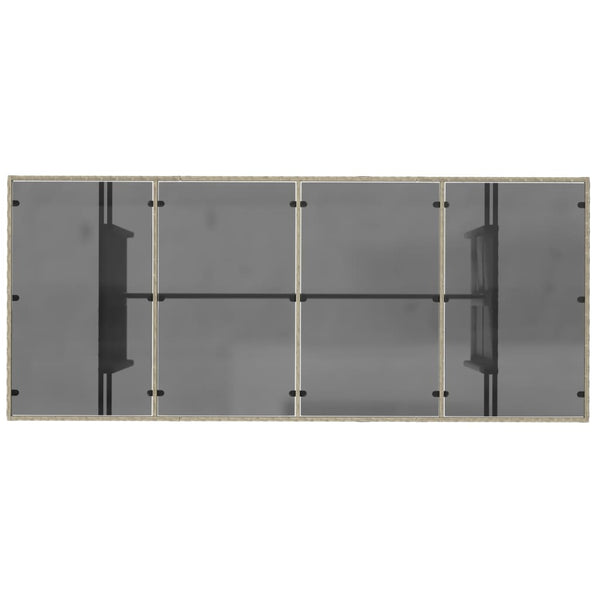 Gartentisch Hellgrau Poly Rattan mit Glasplatte 190 cm