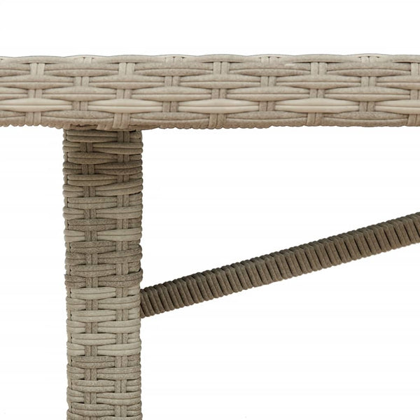 Gartentisch Hellgrau Poly Rattan mit Glasplatte 190 cm