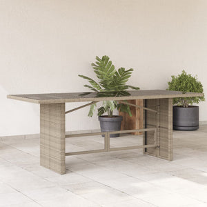 Gartentisch Hellgrau Poly Rattan mit Glasplatte 190 cm