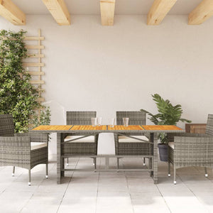 Gartentisch Akazie Grau 190x80cm Poly Rattan