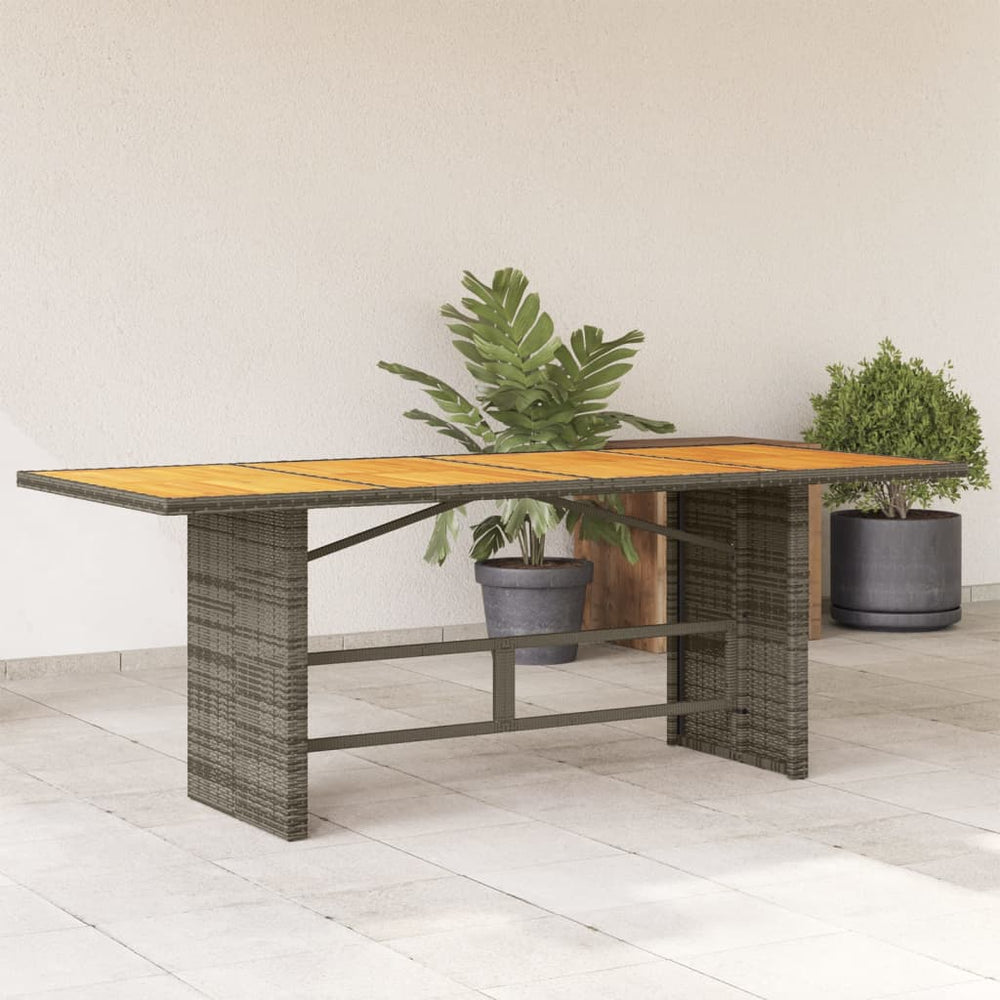 Gartentisch Akazie Grau 190x80cm Poly Rattan