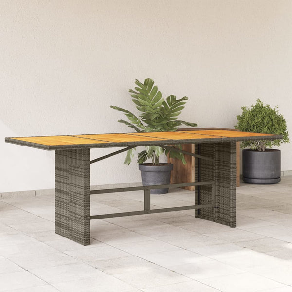 Gartentisch Akazie Grau 190x80cm Poly Rattan