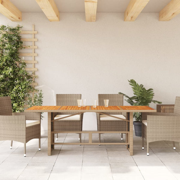 Akazienholz Gartentisch Poly Rattan 190 cm