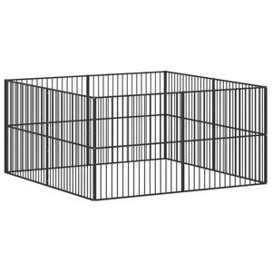 vidaXL Parc pour chien 8 pièces Noir Acier galvanisé