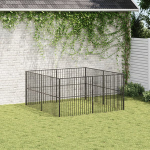 vidaXL Parc pour chien 8 pièces Noir Acier galvanisé