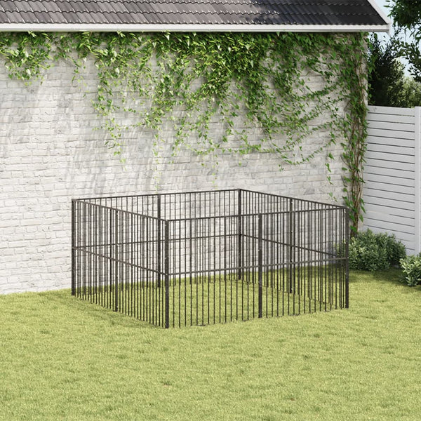 vidaXL Parc pour chien 8 pièces Noir Acier galvanisé