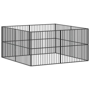 vidaXL Parc pour chien 8 pièces Noir Acier galvanisé