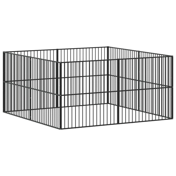 vidaXL Parc pour chien 8 pièces Noir Acier galvanisé