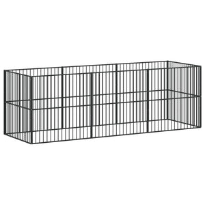 vidaXL Parc pour chien 8 pièces Noir Acier galvanisé