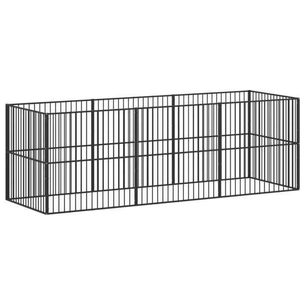 vidaXL Parc pour chien 8 pièces Noir Acier galvanisé