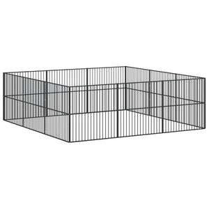 vidaXL Parc pour chien 12 pièces Acier galvanisé noir