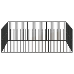 vidaXL Parc pour chien 12 pièces Acier galvanisé noir