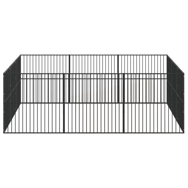 vidaXL Parc pour chien 12 pièces Acier galvanisé noir