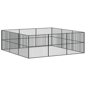 vidaXL Parc pour chien 12 pièces Acier galvanisé noir