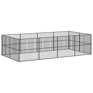 vidaXL Parc pour chien 12 pièces Acier galvanisé noir