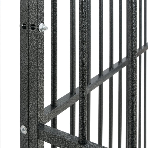 vidaXL Parc pour chien 12 pièces Acier galvanisé noir