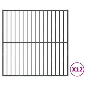 vidaXL Parc pour chien 12 pièces Acier galvanisé noir
