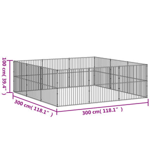 vidaXL Parc pour chien 12 pièces Acier galvanisé noir
