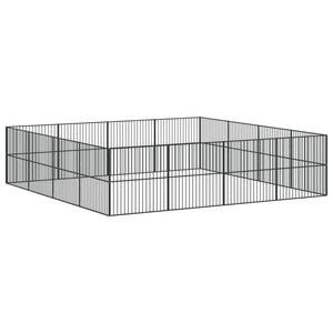 vidaXL Parc à chiots 16 pcs Noir Acier galvanisé
