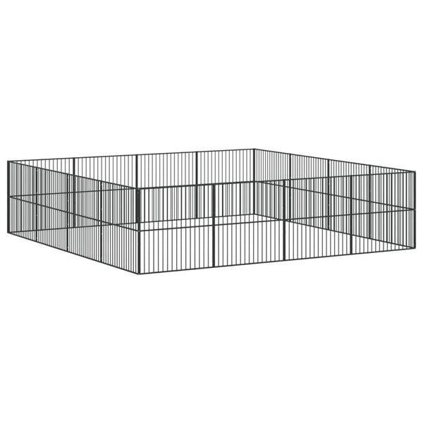 vidaXL Parc à chiots 16 pcs Noir Acier galvanisé