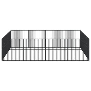 vidaXL Parc à chiots 16 pcs Noir Acier galvanisé