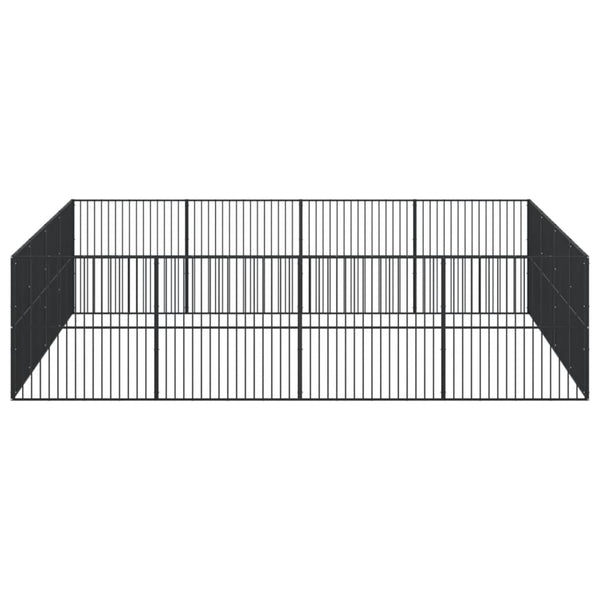 vidaXL Parc à chiots 16 pcs Noir Acier galvanisé