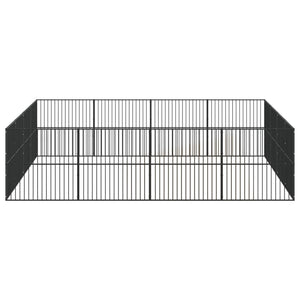 vidaXL Parc à chiots 16 pcs Noir Acier galvanisé