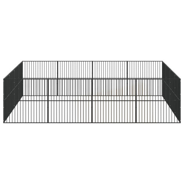 vidaXL Parc à chiots 16 pcs Noir Acier galvanisé