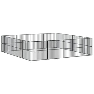 vidaXL Parc à chiots 16 pcs Noir Acier galvanisé