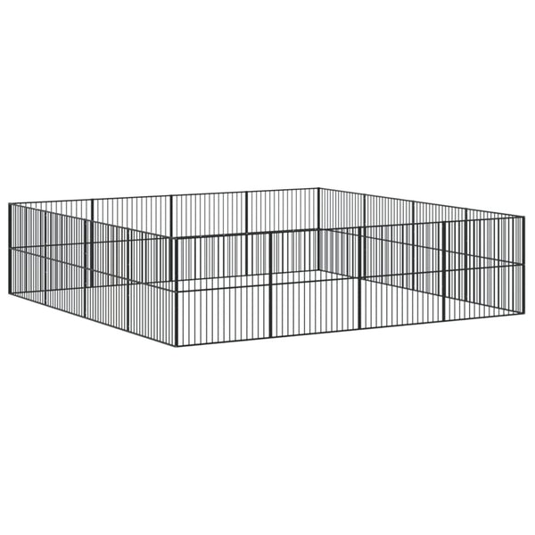 vidaXL Parc à chiots 16 pcs Noir Acier galvanisé