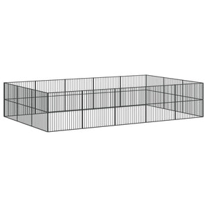 vidaXL Parc à chiots 16 pcs Noir Acier galvanisé