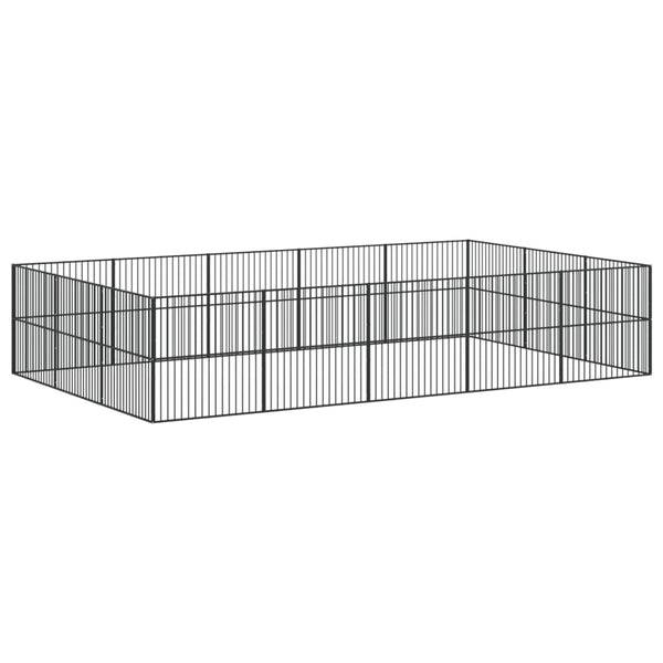 vidaXL Parc à chiots 16 pcs Noir Acier galvanisé