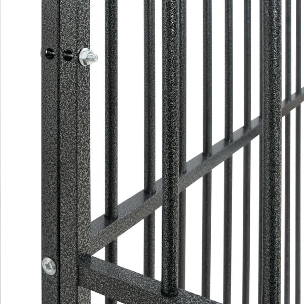 vidaXL Parc à chiots 16 pcs Noir Acier galvanisé
