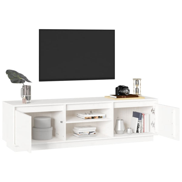 Weißer TV-Schrank 140 cm Kiefer Massivholz