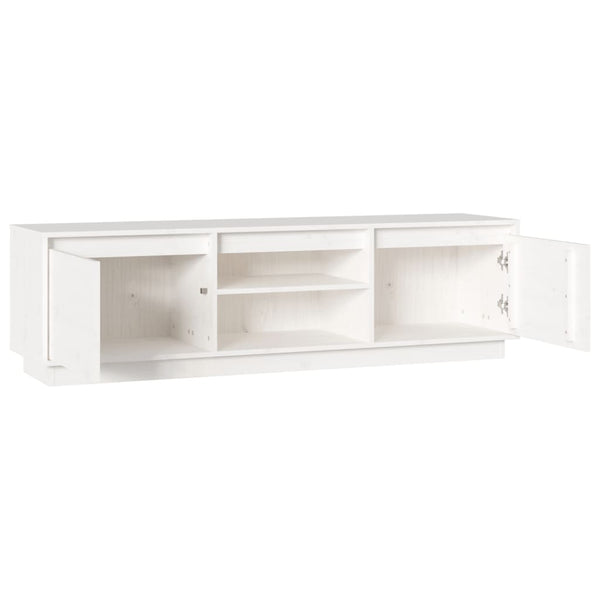 Weißer TV-Schrank 140 cm Kiefer Massivholz