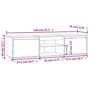 Weißer TV-Schrank 140 cm Kiefer Massivholz