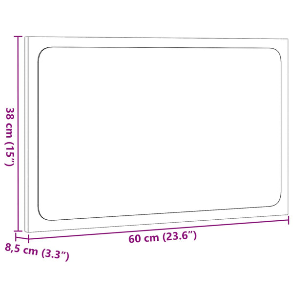 LED Badspiegel Braun Eiche 60cm