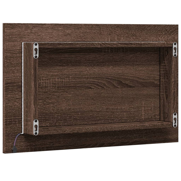 LED Badspiegel Braun Eiche 60cm
