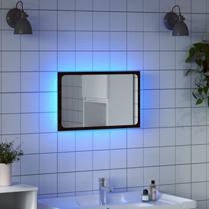LED Badspiegel Braun Eiche 60cm
