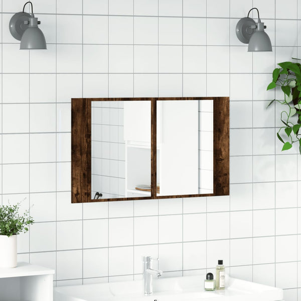 LED-Spiegelschrank Räuchereiche 80 cm