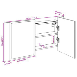 LED-Spiegelschrank Räuchereiche 80 cm