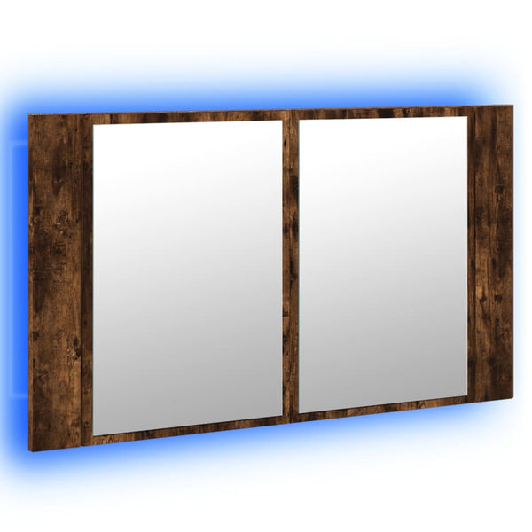 LED-Spiegelschrank Räuchereiche 80 cm